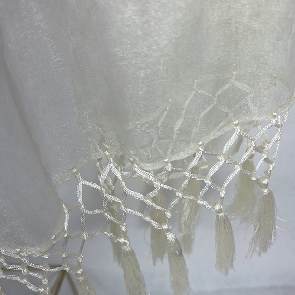 Ivory Embroidered Fringed Wrap - Picture 4 of 6